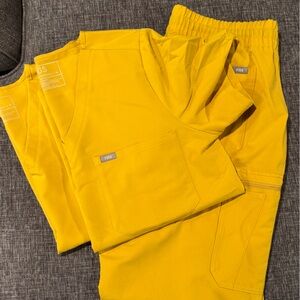 Figs Golden Yellow Scrub Top